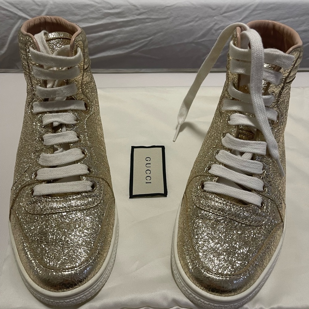 Gucci Gold high top Sneakers - Picture 7 of 7